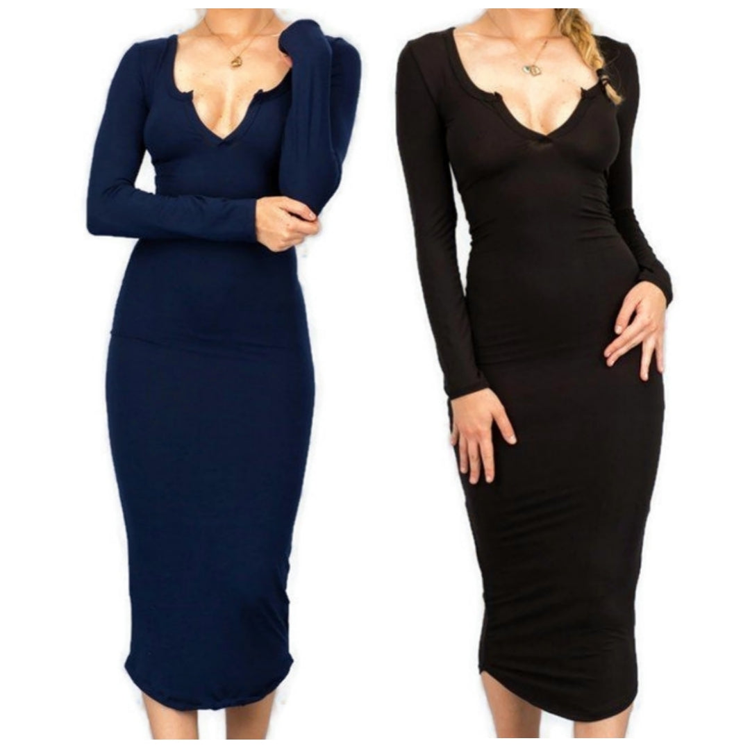 Women Black Navy Basic Bodycon Casual ...